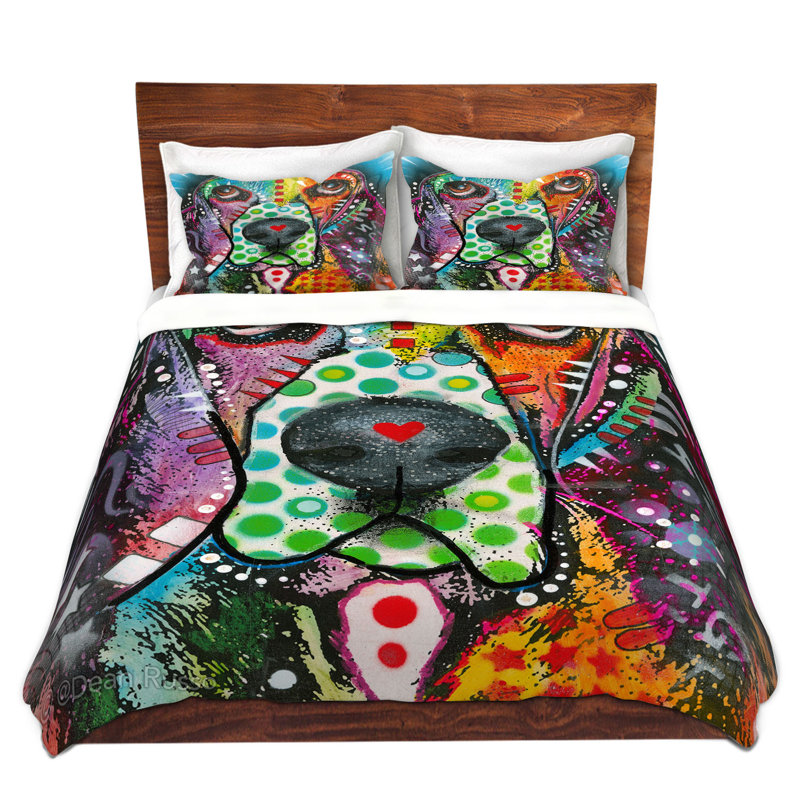 Ensembles de housse de couette pour grand lit DiaNoche en microfibre par Dean Russo - Basset Hound Dog 31