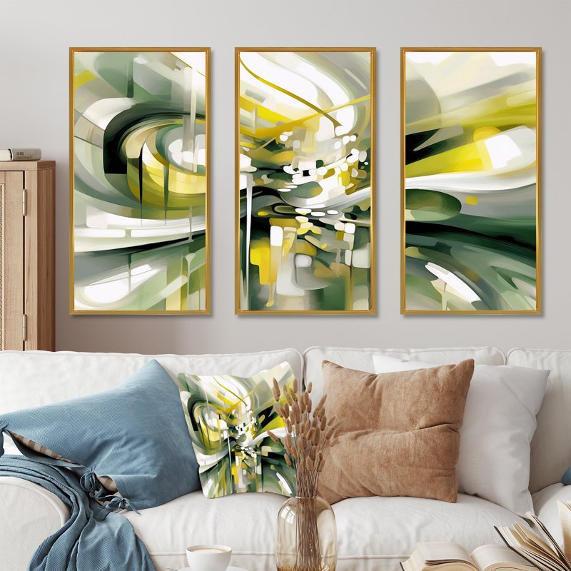 Dynamic Waveforms II - Scandinavian Wall Art Print Set, Gold Floater Framed, 40" H x 60" W x 1" D