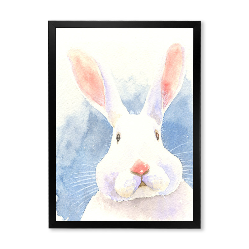 Portrait d'un joli lapin - reproduction sur toile, H 12 po x l 8 po x P 1 po, Cadre noir
