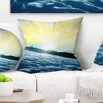 Winter with Blue Waters At Sunset - Sea & Shore Printed Pillow