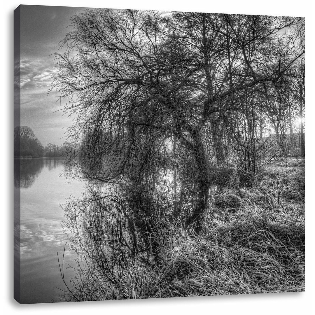 Leinwandbild Herbstliche Landschaft im Morgengrauen