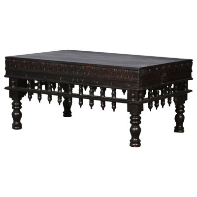 Traditional Hand Carved Wooden Spindles 36" x 24" Rectangle Coffee Table