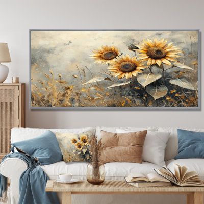 Hiver tournesols champs dans la campagne III - tournesols grand art mural