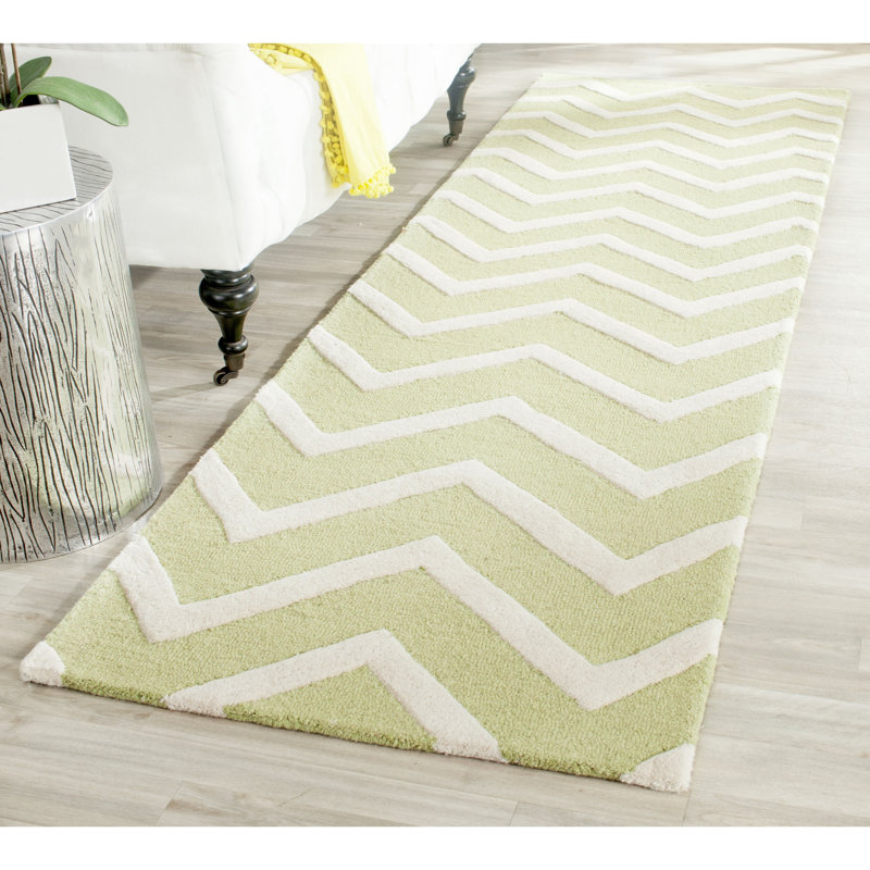 Sanyla Hand Tufted Wool Chevron Rug, Runner 2'6" x 8'