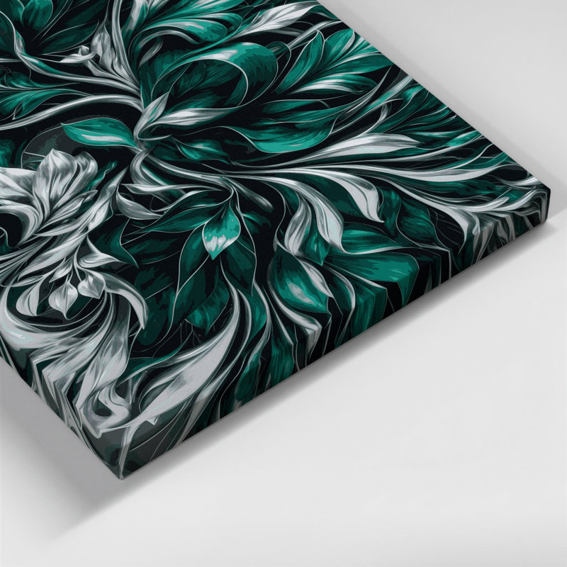 «Abstract Florals 79», art mural sur toile bleue, H 20 po x l 16 po