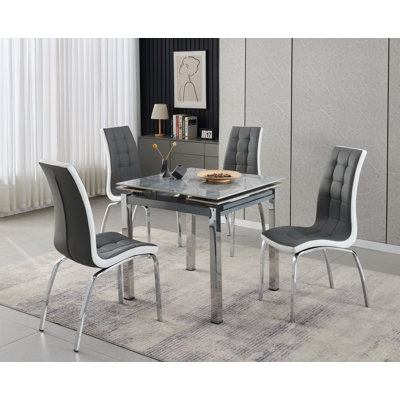 Piccolo Grey Sintered Stone Dining Table + 4  Vienna Chairs Grey