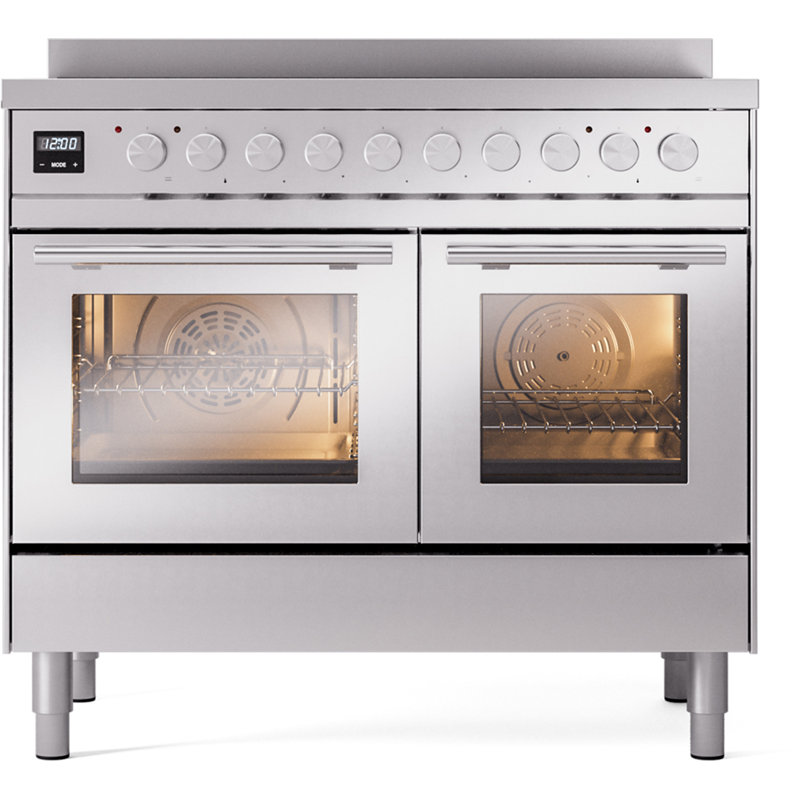 Cuisinière à induction ILVE Professional Plus II 40 pouces avec 6 éléments à induction (porte vitrée), Acier Inoxydable
