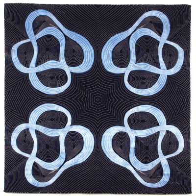 Karim Rashid - 'Fusion Blue' Rug 6' X 6'