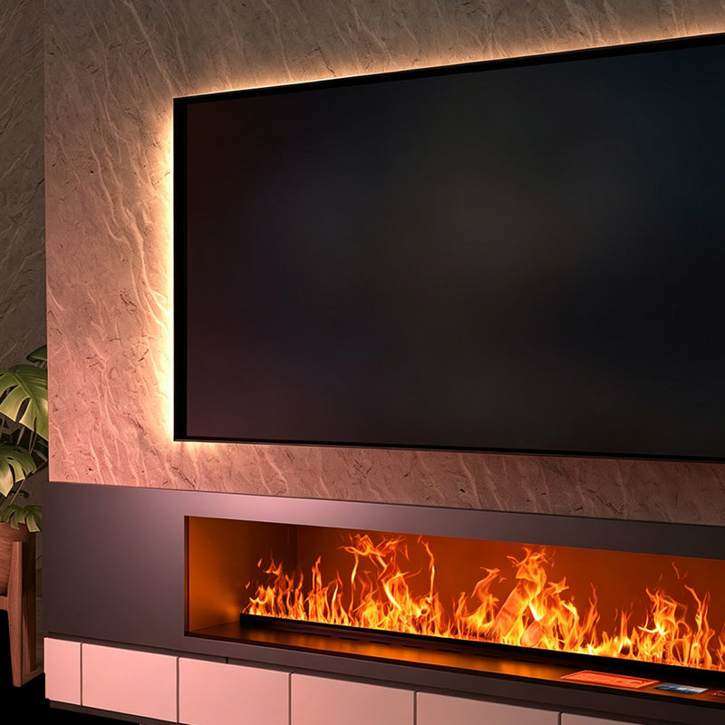 Décoration de foyer électrique 31,50 "à flamme simulée avec humidificateur, H 6,69 po x l 31,50 po x P 9,45 po