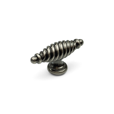Antique Pewter Twist D-Bar Handle & Coordinating Pull Knob