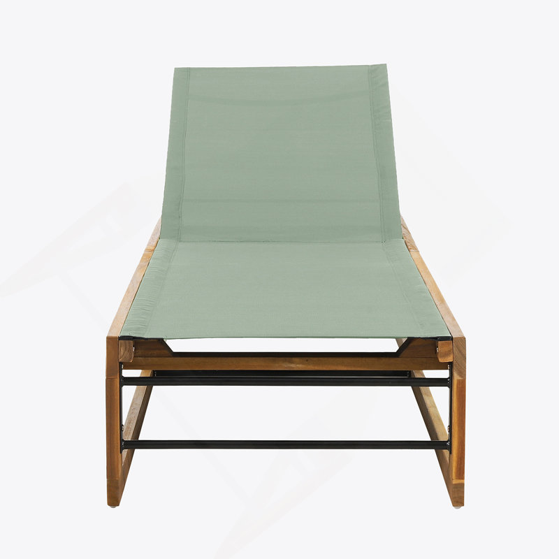 Chaise simple simple, méridienne de patio, bord de piscine, jardin, 1, Vert menthe / teck