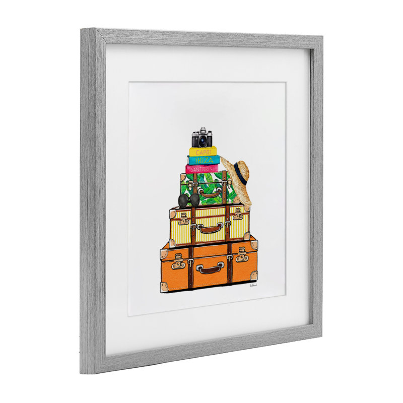 Valises de voyage et reproduction sous verre encadrée par Amanda Greenwood, H 16 po x l 16 po