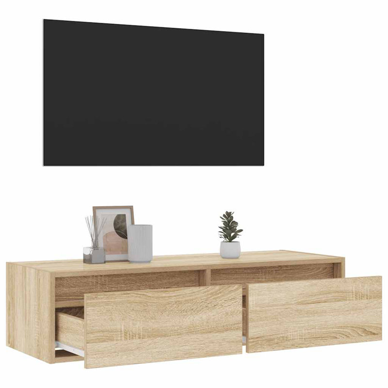 Exuma TV Stand, 25cm H x 100cm L x 35.5cm W, Sonoma Oak