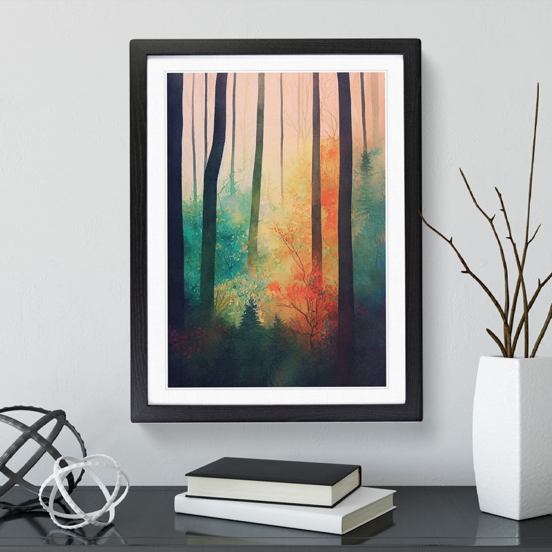 Forest No.1 - Single Picture Frame Painting, 34cm H x 25cm W x 2cm D, Black Framed