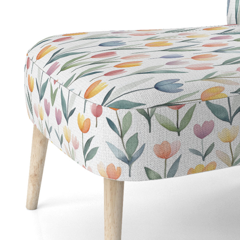 Fauteuil d'appoint fleuri pour enfants - Petites tulipes en velours orange, Chaise d'appoint sans accoudoirs