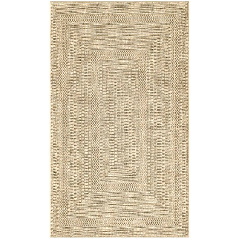 Tapis intérieur / extérieur géométrique Cascio, Taupe ivoire, Rectangulaire 2 pi x 3 pi