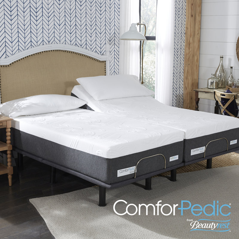 ComforPedic from Beautyrest Medium Gel Memory Foam Mattress with Adjustable Base, Split King, 14"