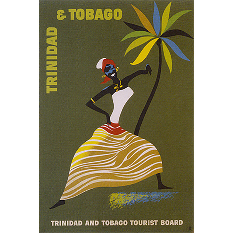 Publicité rétro sur toile tendue Trinité-et-Tobago, H 24 po x l 16 po x P 1,5 po