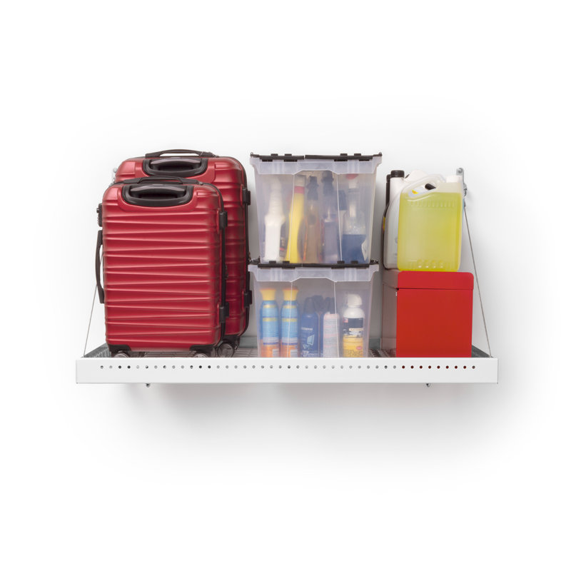 White Steel Wall-Mounted Garage Storage Shelf 2' x 4'