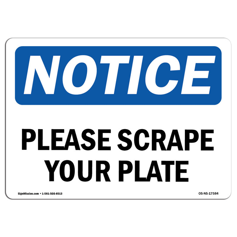 Please Scrape Your Plate Sign