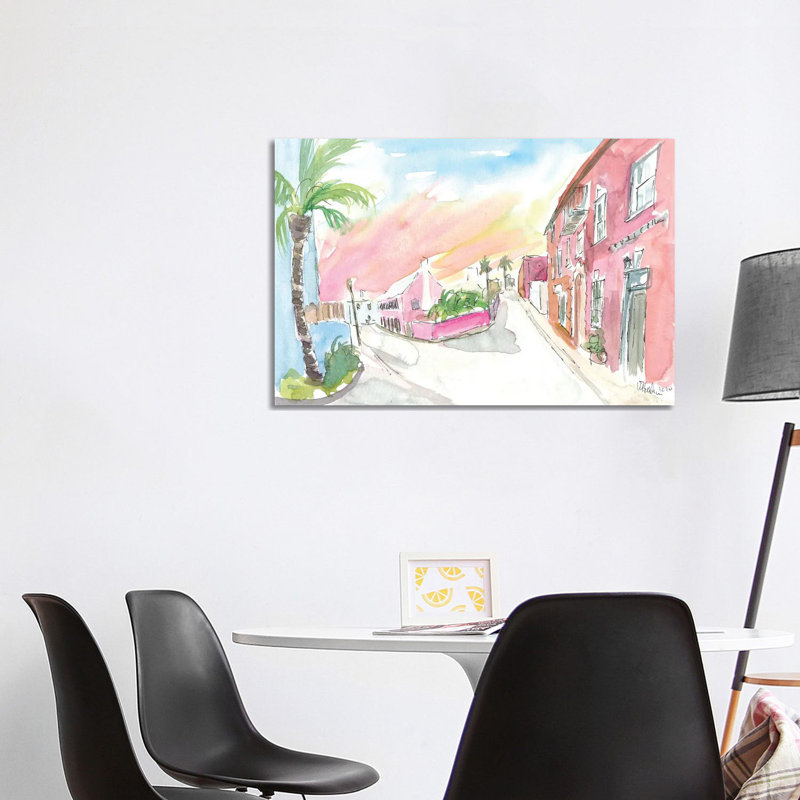 Sunny Bermuda Street Scene In St George's by Markus & Martina Bleichner - Wrapped Canvas Painting