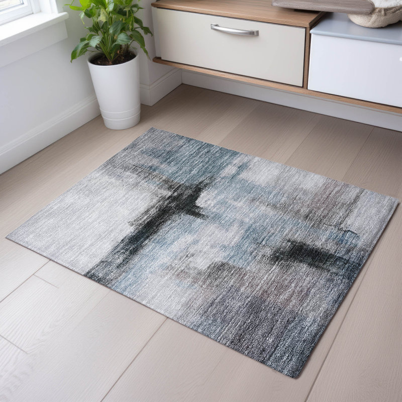 Premium Machine Washable Wayne AMF1097 Modern Rug, Rectangle 1'8" x 2'6"