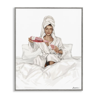 Verser du vin rosé au lit, estampe numérique, design par Ziwei Li