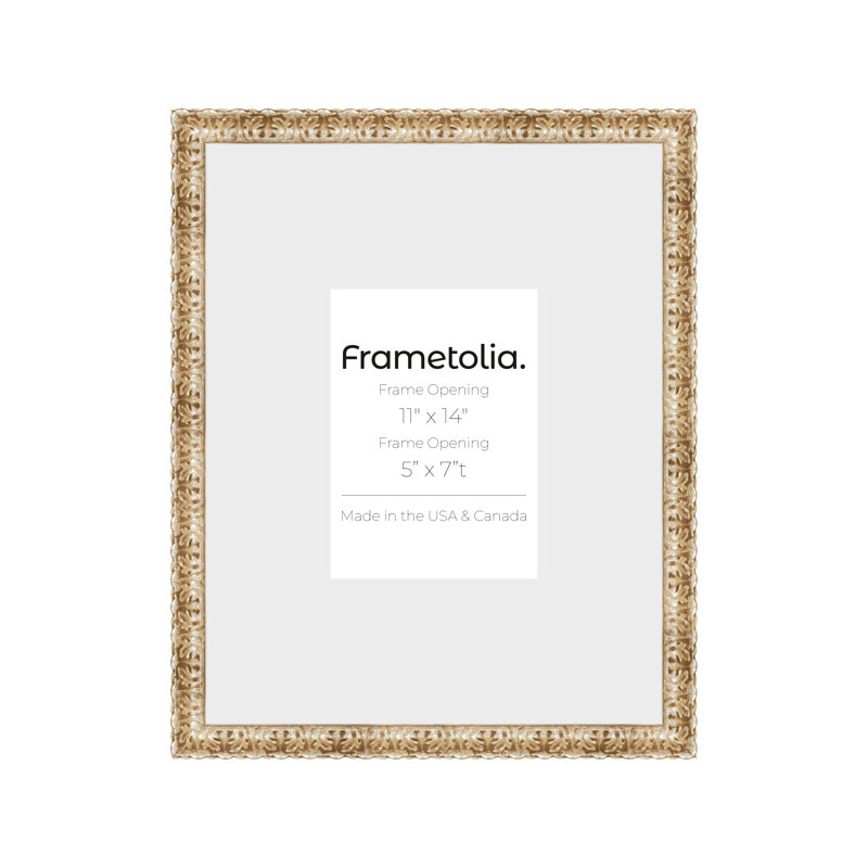 Cadre mural Frametolia Golden Age - largeur 1-1 / 2 po - large tapis, Argent argent, 11 po x 14 po