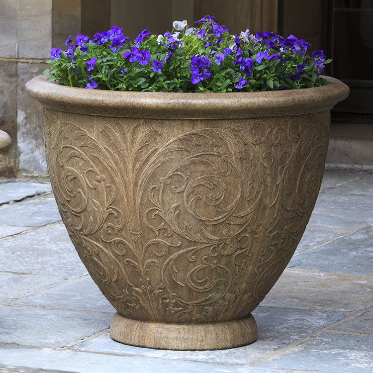 Arabesque Planter, Aged Limestone, Medium