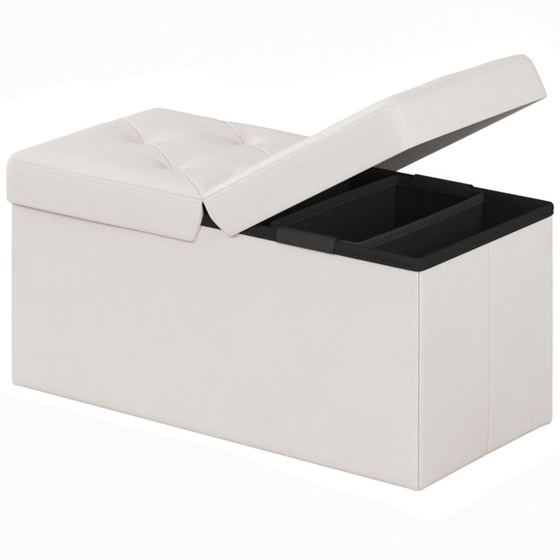 Banc ottoman de rangement pliable avec espace de rangement, repose-pieds en similicuir, peut supporter jusqu'à 300 kg, idéal pour le salon ou la chambre.