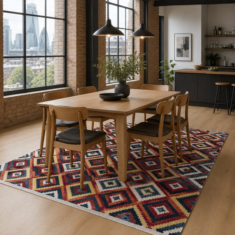 Oriental Cotton and Chenille Flatweave Area Rug, 100 x 200 cm