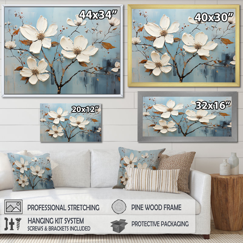 Cornouiller blanc qui fleurit tranquillité IV sur toile, H 12 po x l 20 po x P 1 po, Toile tendue