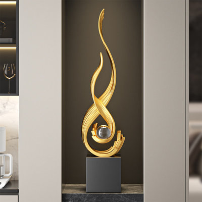 Modern Light Luxury Streamlined Spiral Floor Resin Ornament