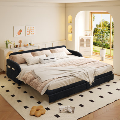 Versatile Sofa Bed With Usb Port, Modern Black Chenille Couch For Compact Spaces