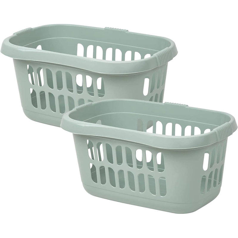 Plastic Laundry Hamper, Silver Sage