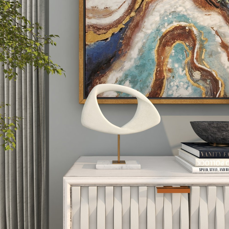 Leominster Polystone Abstract Sculpture with Marble Base