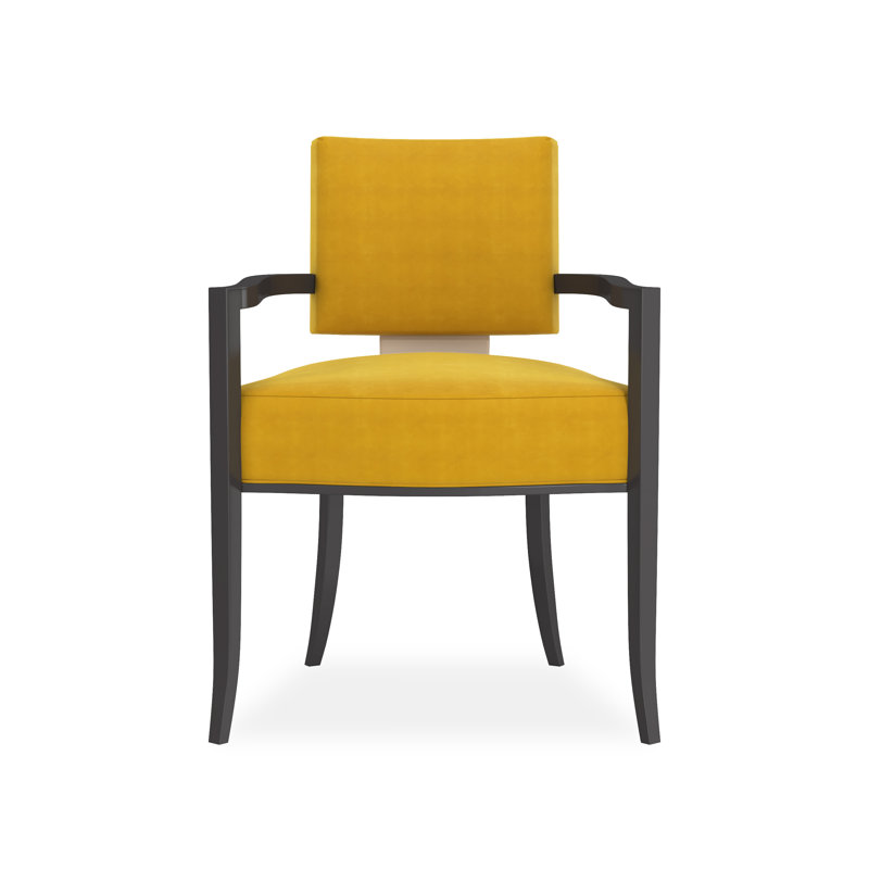 Caracole Classic Upholstered Arm Chair, Yellow, Black/Gold