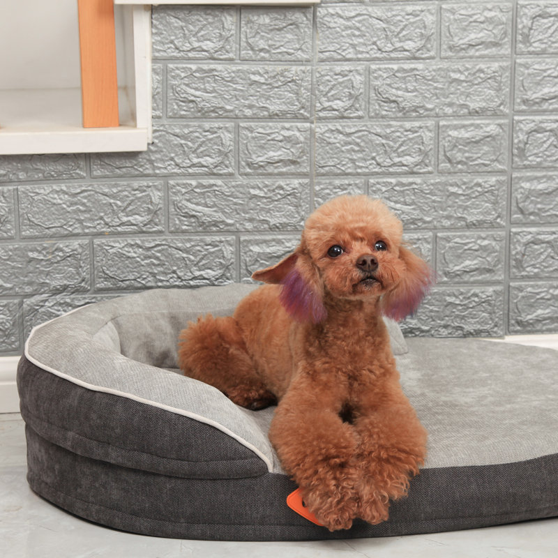 Geordan Oval Orthopedic Memory Foam Pet Bed, 7.2" H x 31" W x 21" D, Gray