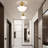 Modern White Glass Semi-Flush Mount Ceiling Light With Gold Base