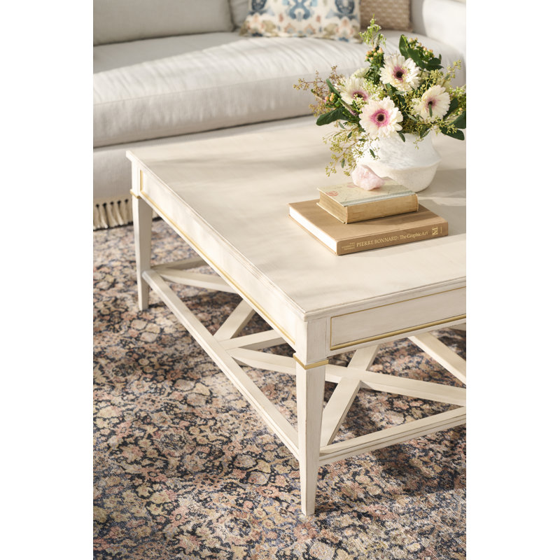 Linea Square One Drawer Cocktail Table in Champagne Mist, 18" H x 42" W x 42" D, Champagne Mist / Champange Mist