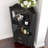 Wooden Corner Bar Cabinet With 2 Open Storage Shelves And 2 Drawers, Mirrored Back Sideboard Cabinet, High Feet/Legs For Easy Cleaning, Buffet Cabinet Black-1229759650