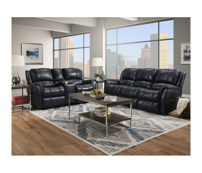 Dayari Upholstered Recliner, Blue Genuine Leather