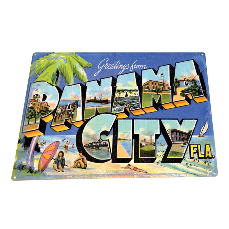 «Greetings From Panama City» sur impression métallique, H 17,2 po x l 23,2 po x P 0,04 po