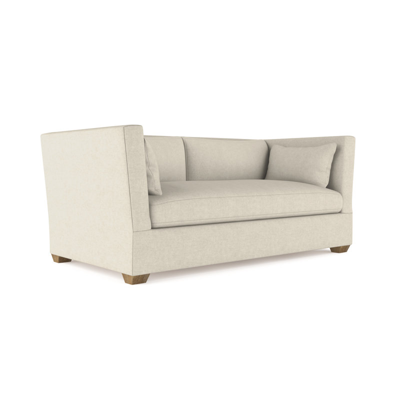 Rivington Flare Square Track-Arm Loveseat, Box Weave Linen Oyster, Weathered, 31" H x 72" W x 37" D