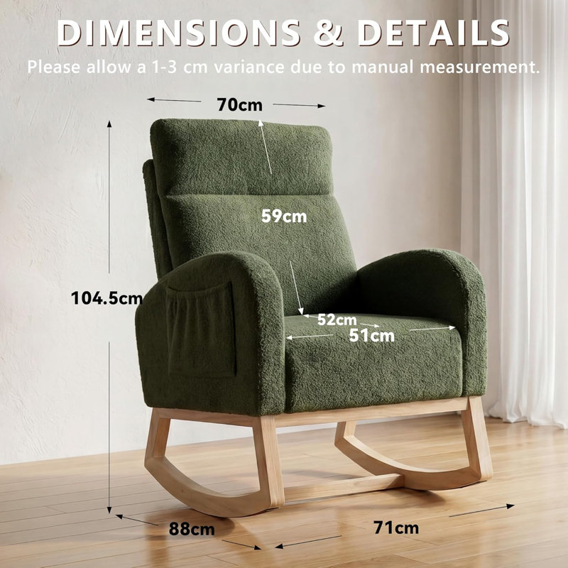 Nursing Rocking Chairs for Adults, Teddy Nursery Rocking Chair for Mum, Green