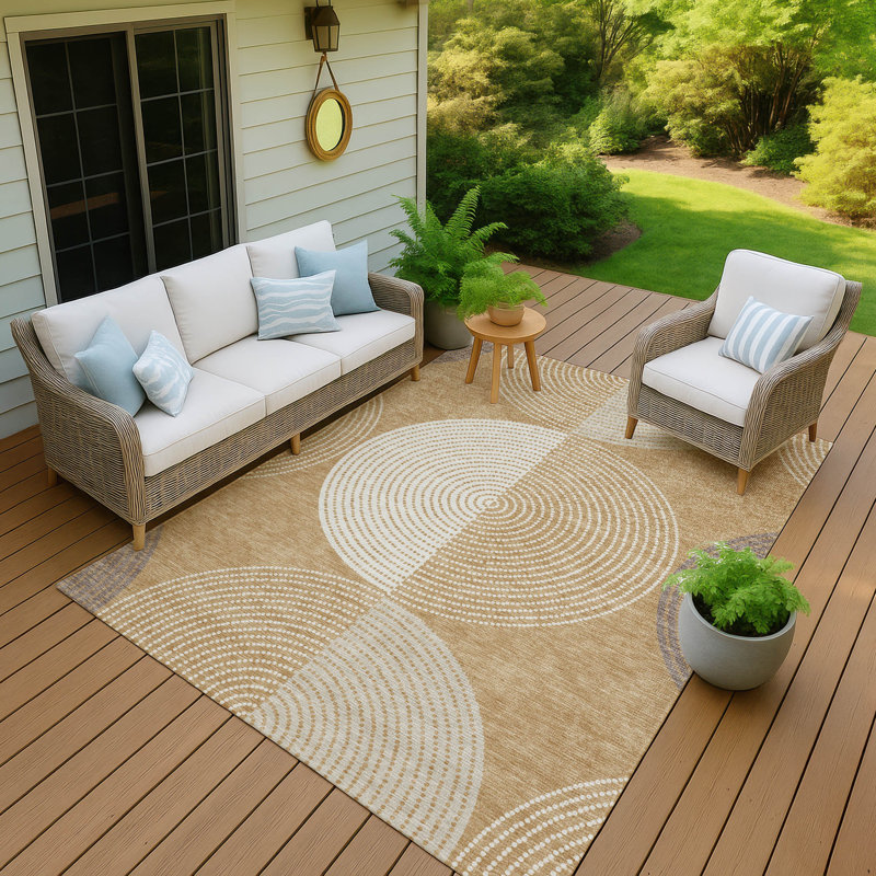 Machine Washable Indoor/Outdoor Jenning ACN2281 Geometric Rug, Rectangle 10 pi x 14 pi