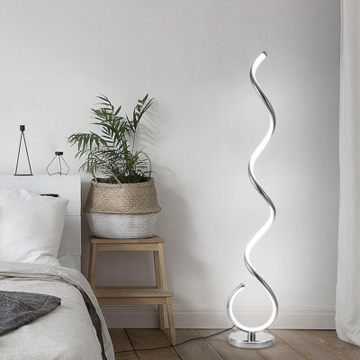 Modern Spiral LED Floor Lamp With Remote Control, Dimmable 3 Color Temperatures, Energy-Efficient 48W For Living Room, Bedroom & Office