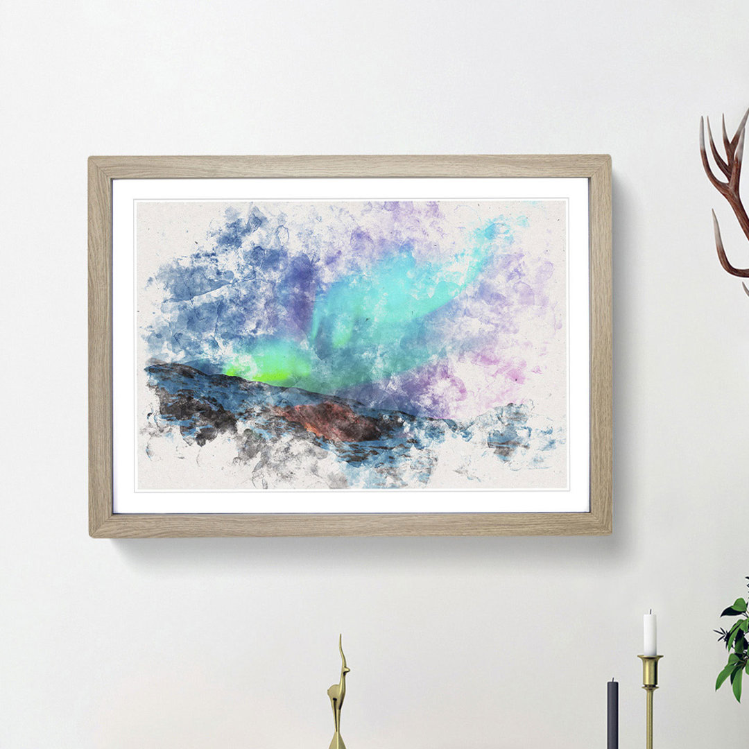 The Northern Lights Aurora Borealis - Picture Frame Painting Print