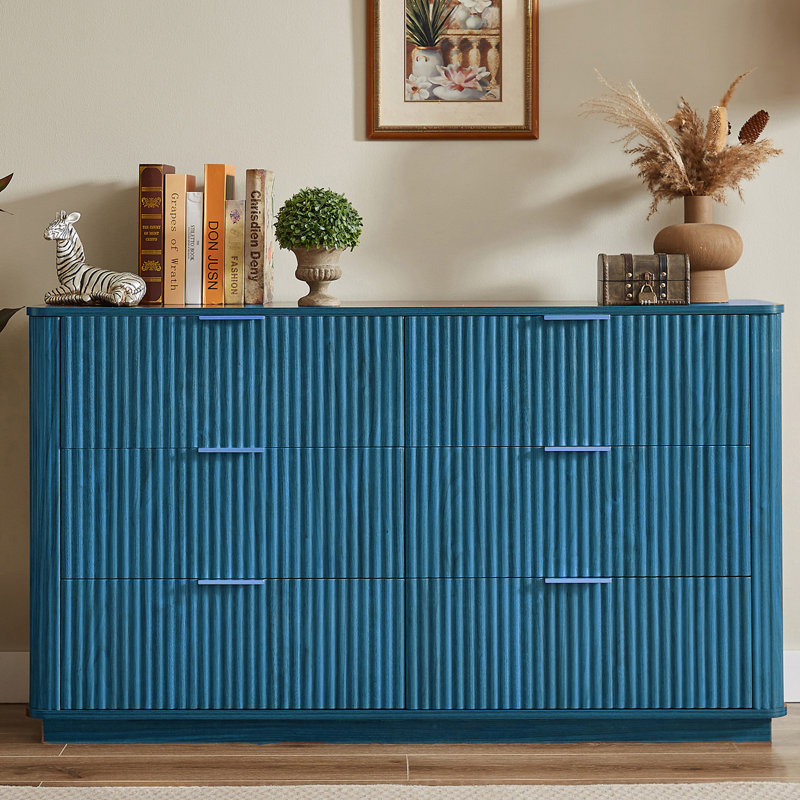 Commode 6 tiroirs l 55 po, Bleu