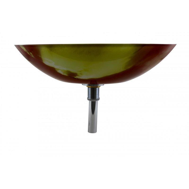 Sunset Oval Tempered Glass Vessel Sink with Drain